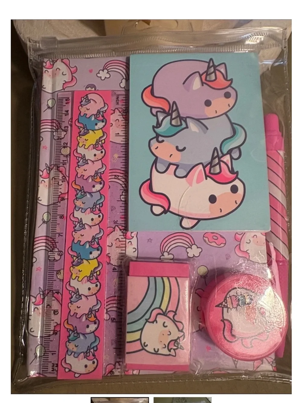 Cute Pink Unicorn Kids Stationery Set with Matching Accessories
